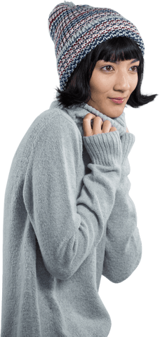 transparent woman posing in cozy winter clothing, knit hat - Download Free Stock Videos Pikwizard.com