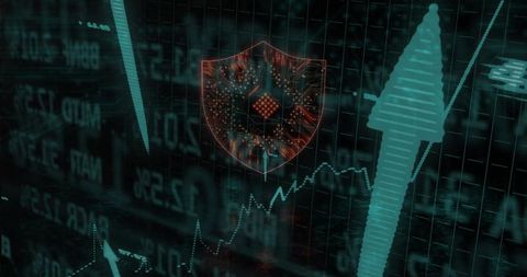 Cybersecurity and Finance Graph with Futuristic Digital Elements