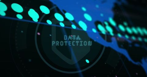 Futuristic cybersecurity interface with data protection theme