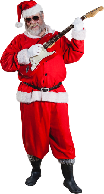 Transparent Santa Claus Playing Electric Guitar Wearing Costume - Download Free Stock Videos Pikwizard.com