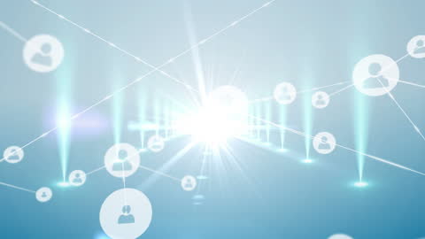 Digital Network Icons with Glowing Connections