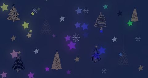 festive stars and christmas trees on dark background - Download Free Stock Images Pikwizard.com