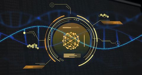 Digital Data Processing on DNA Strand Background - Download Free Stock Images Pikwizard.com