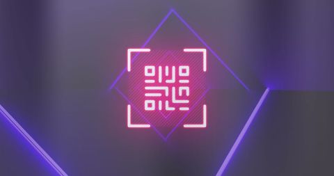 Neon QR Code with Light Trails on Digital Blue Background - Download Free Stock Images Pikwizard.com