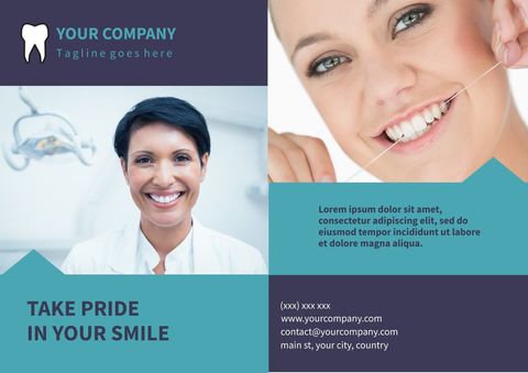 Dental Services Promotional Design Featuring Smiling Woman - Download Free Stock Templates Pikwizard.com