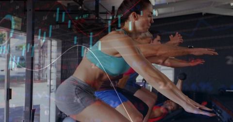 Dynamic Fitness Class with Superimposed Financial Graph Overlay