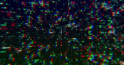 Brightly Glowing Digital Mosaic on Dark Background