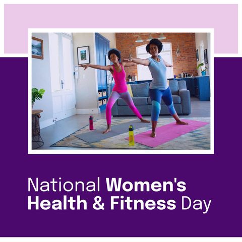 Mother and Daughter Doing Yoga on National Women's Health & Fitness Day - Download Free Stock Templates Pikwizard.com