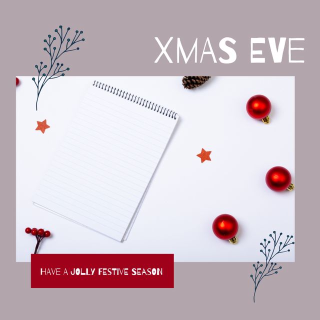 Xmas Eve Design with Notepad and Festive Decorations - Download Free Stock Videos Pikwizard.com