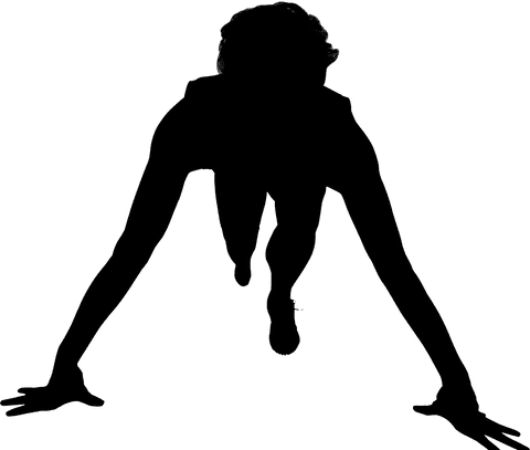 Silhouette of male runner on transparent background for sports use