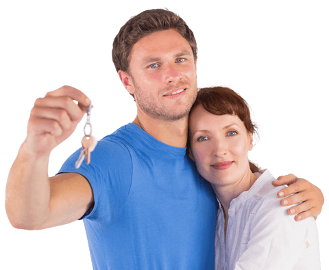 happy couple holding keys symbolizing new home ownership transparent - Download Free Stock Videos Pikwizard.com
