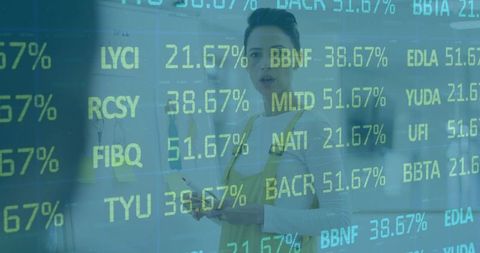 Business Professional Reviewing Stock Market Digital Interface