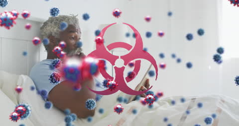 Man Bedridden with Virus Awareness Imagery Overlay