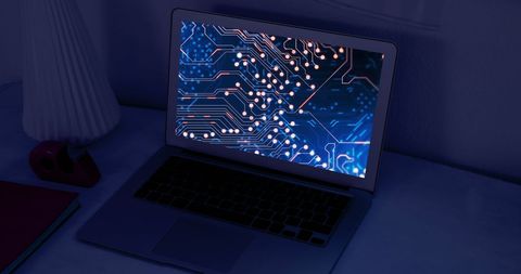 Laptop Integrating Digital Circuit Data Flow - Download Free Stock Images Pikwizard.com