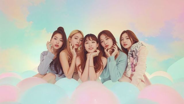 Stylish Portrait of Asian Performers in Pastel Spheres