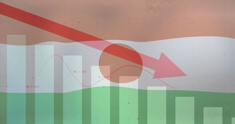 Declining market trend with downward sloping arrow