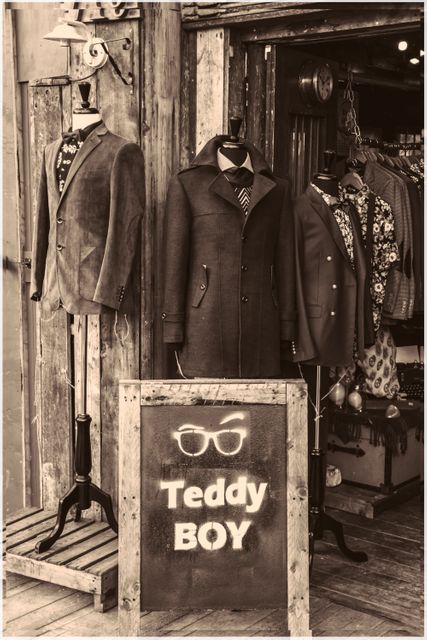Vintage Shop Display with Mannequins and Retro Sign in Black and White - Download Free Stock Images Pikwizard.com