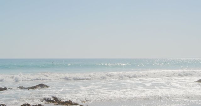 Tranquil Ocean Waves Crashing on Secluded Beach - Download Free Stock Images Pikwizard.com