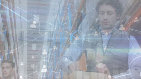 Warehouse Worker in Modern Networked Storage Facility