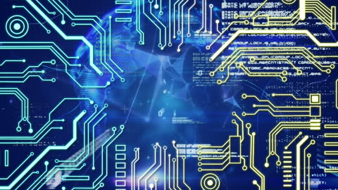 Digital Circuitry Overlaying World Map with Binary Codes