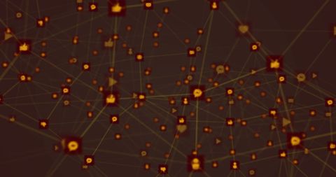 Digital Network with Connectivity Icons on Gray Background - Download Free Stock Images Pikwizard.com