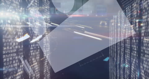 Abstract Digital Interface Overlays Modern Cityscape