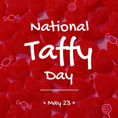 National taffy day celebration with red candy background