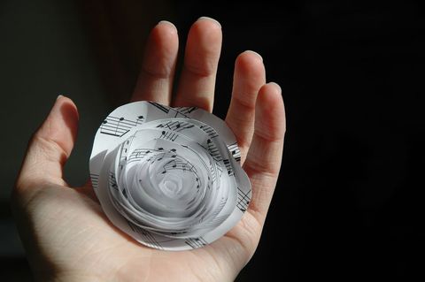 Musical note paper rose crafted by hand