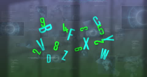 Abstract Futuristic Digital Interface with Letters and Numbers