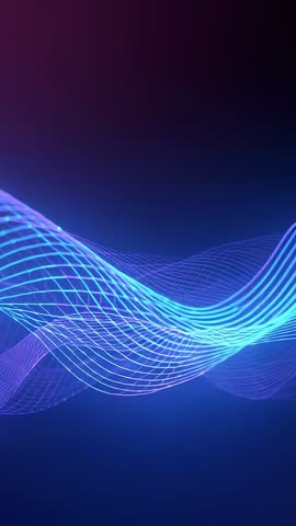 Neon Blue Grid Wave Looping Vertical Video Background for Technology and Futuristic Motion