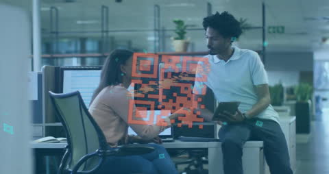 Animated Business Team Discussing Innovative Solutions in Office