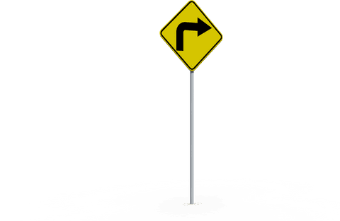 transparent right curve warning sign isolated background - Download Free Stock Videos Pikwizard.com