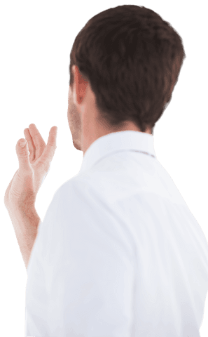 Transparent Rear View Businessman Pointing Walking White Shirt - Download Free Stock Videos Pikwizard.com
