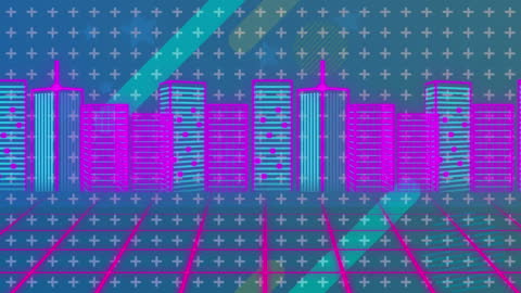 Futuristic Cityscape with Neon Lights and Abstract Patterns