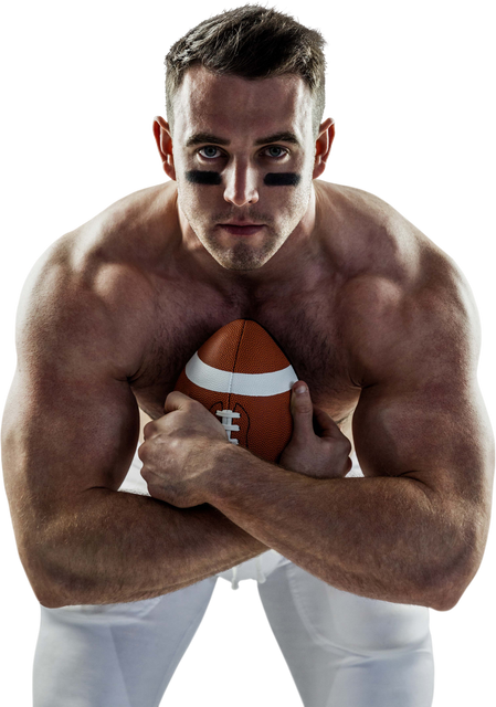 Shirtless Robust American Football Player Holding Ball Transparent Background - Download Free Stock Videos Pikwizard.com