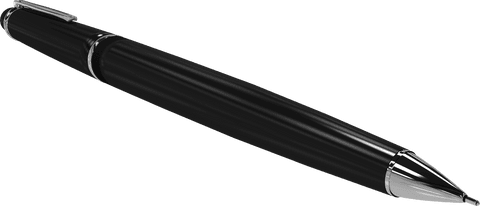 Transparent black and silver pen symbolizing elegance