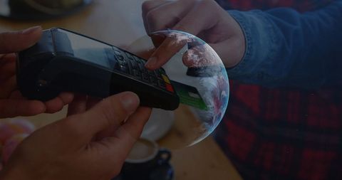 Global Wireless Payment Concept with Planetary Overlay - Download Free Stock Images Pikwizard.com