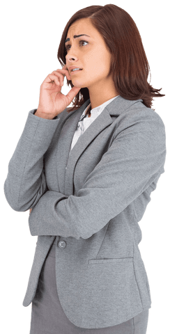 Worried Caucasian Businesswoman Isolated Transparent Background