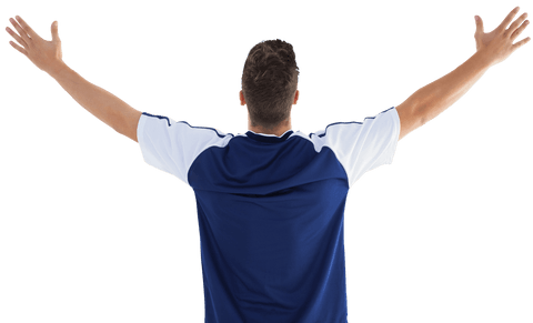 Transparent Rear View of Triumphant Sportsman with Open Arms