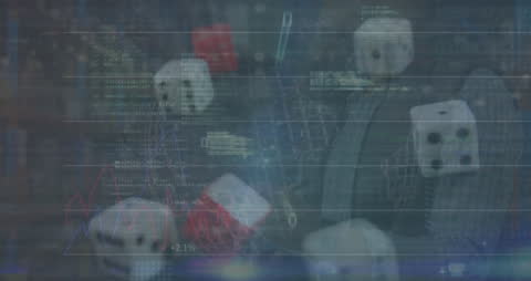Financial Data Processing Overlaying Dice Imagery