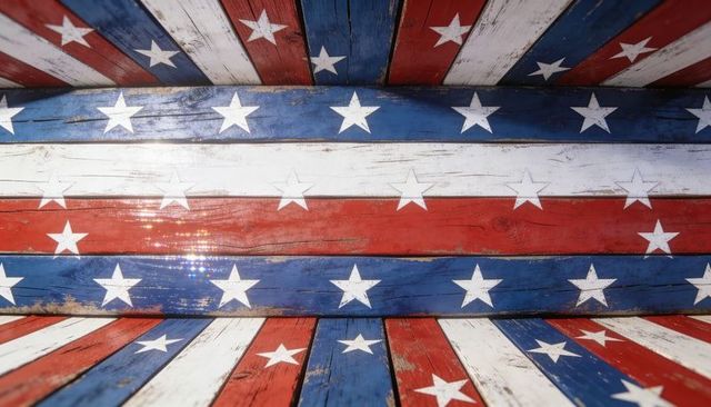 Rustic american flag wooden plank corner evoking distressed stars and stripes patriotic