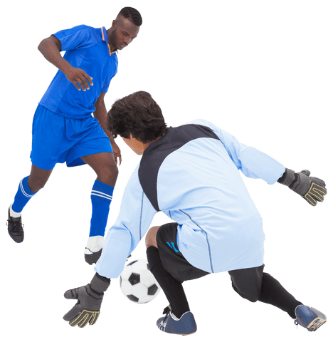 Transparent football striker approaching goalkeeper