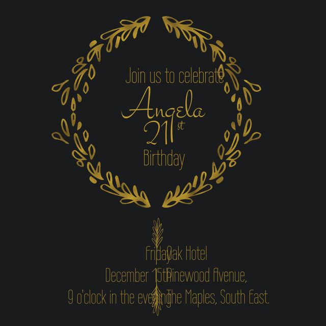 Elegant Wreath Invitation for 21st Birthday Celebration - Download Free Stock Templates Pikwizard.com