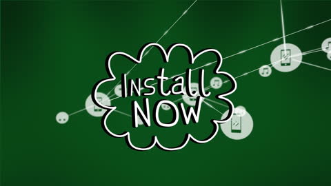 Install Now Connected Icons Over Green Digital Network