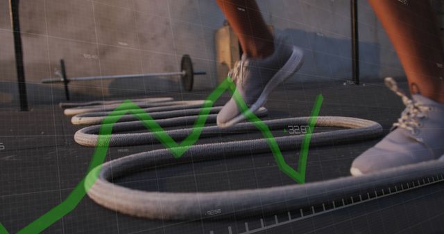 Athlete Training with Jump Rope Over Financial Graph Overlay - Download Free Stock Images Pikwizard.com