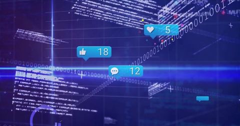 Social Media Notifications on Futuristic Digital Interface