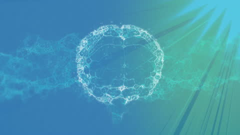 Futuristic Brain Animation with Light Trails in Digital Interface