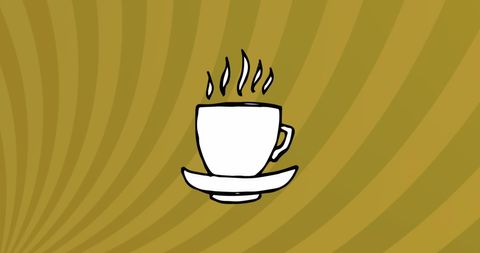 Retro coffee cup with radiant sunbeam background