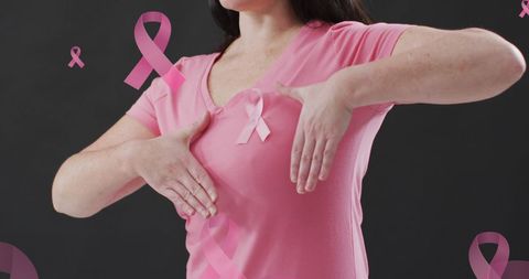 Woman Wearing Pink for Breast Cancer Awareness