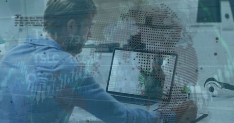 Businessman Analyzing Markets with Digital Data Overlay